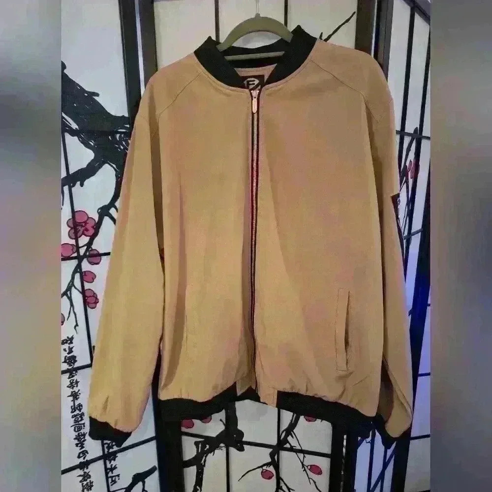 Vogue Bomber Jacket size XL Men's zip up beige winter fall streetwear